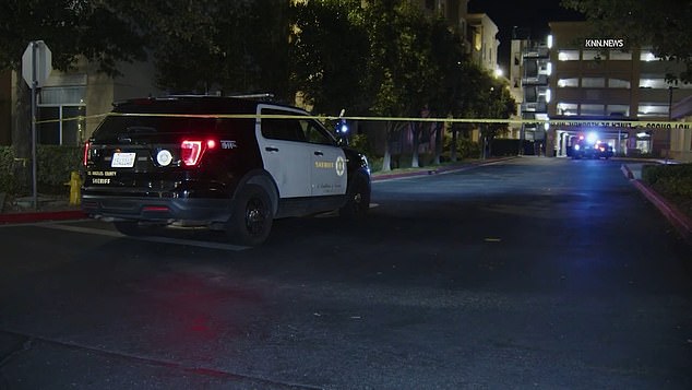 Footage showing law enforcement's investigation saw police tape blocking the entrance to much of the scene