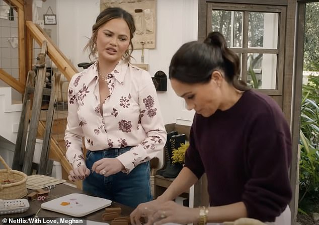 Meghan invites a number of celebrity friends onto the show, including model Chrissy Teigen