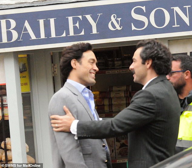 Aidan Turner, who plays Declan O'Hara, was spotted shooting scenes with Alex Hassell who stars as Rupert Campbell-Black, with the pair laughing and hugging