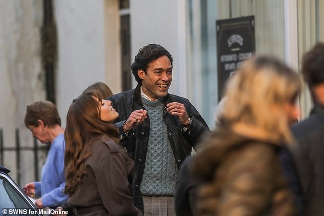 Alex Hassell looked in good spirits as he filmed