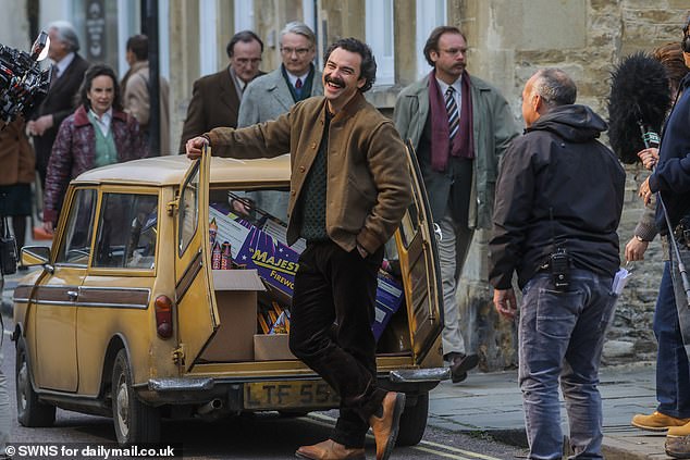 Aidan was in great spirits as filming resumed in the sleepy town