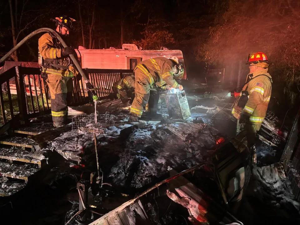 A fire in South Haven destroyed a family's trailer. (Oct. 16, 2025)