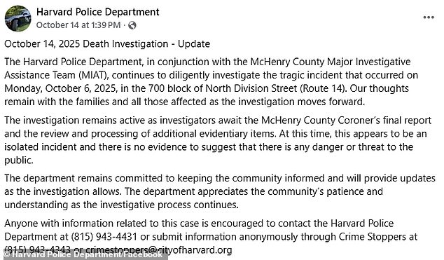 The McHenry County Major Investigative Assistance Team, which includes multiple law enforcement agencies and the state's attorney's office, was activated to assist with the case