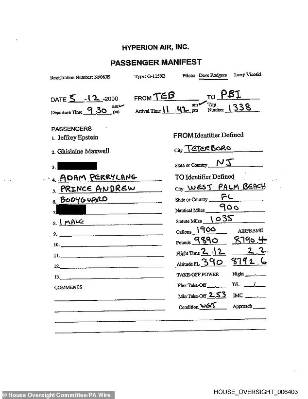 He is said to have flown on the private jet, dubbed the 'Lolita Express', multiple times in the 1990s and early 2000s
