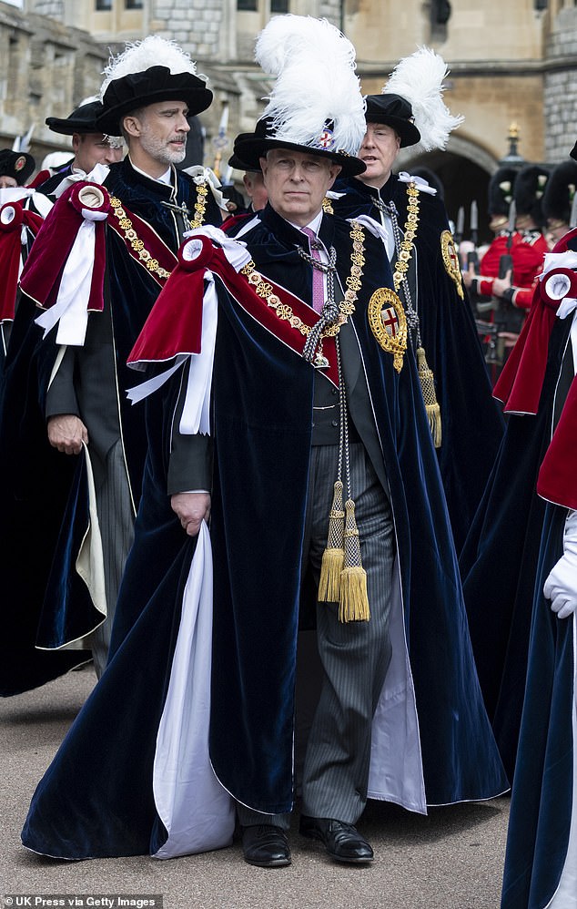 Andrew at the Order of the Garter service at St George's Chapel in Windsor in June 2019