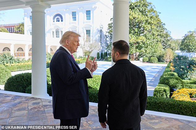 Trump speaks with Zelensky at the White House in Washington on Friday