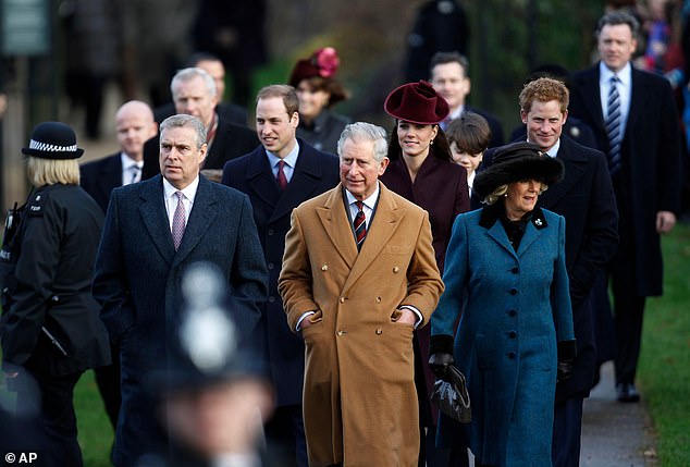 Prince Andrew, Prince William and Prince Charles arrive to attend a Christmas Service at the Sandringham Estate in 2011