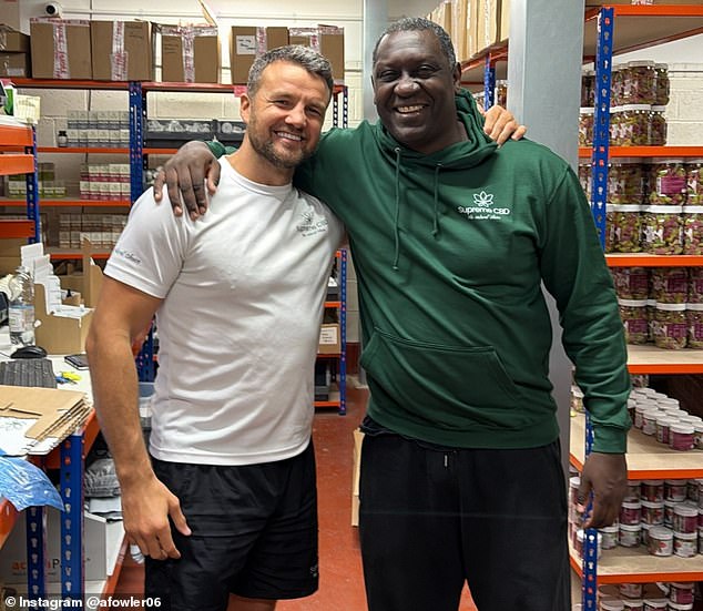 Fowler with former England footballer Emile Heskey. He has a number of celebrities promoting his products