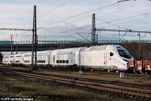 Double-decker trains are already a common sight on the Continent. Pictured: A TGV M train, also known as Avelia Horizon, arriving at Praha-Běchovice railway station in December 2022