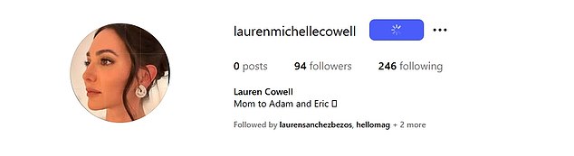 Lauren, who is the mother of his only son, Eric, 11, has deleted her old Instagram account and created a new one which shows she has taken his surname