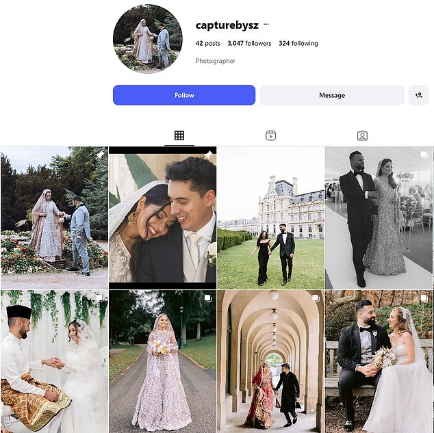 Sayf's Instagram account boasts over three thousand followers and showcases a range of wedding photographs