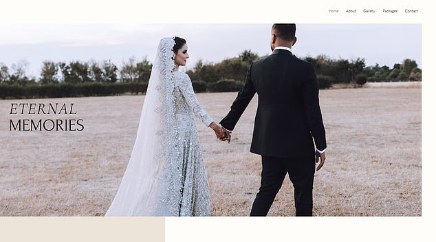 Sayf's website homepage reads, 'Eternal Memories', alongside a photograph of a couple on their special day