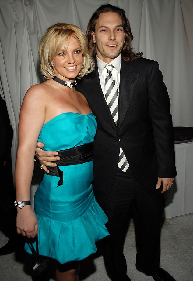 On the night before their wedding in Los Angeles, Federline (right) says he found Spears (left) on the phone to her ex-boyfriend, the singer Justin Timberlake