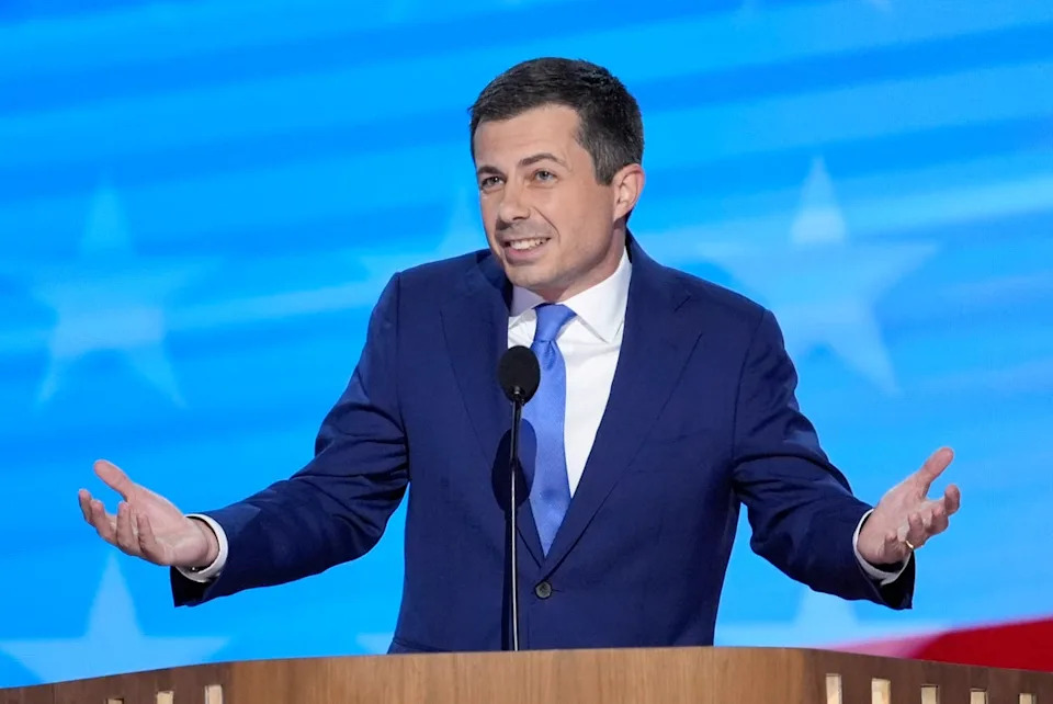 Newsom occupies second place with 15 percent of voters choosing him as their preferred presidential candidate, losing out to former Transport Secretary Pete Buttigieg (pictured), who has 19 percent, according to a new poll (AP)