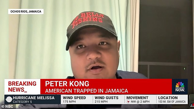 Peter Kong tells NBC News' Gadi Schwartz that his "number one goal is keeping his family safe" as Hurricane Melissa approaches Jamaica with category 5 strength.