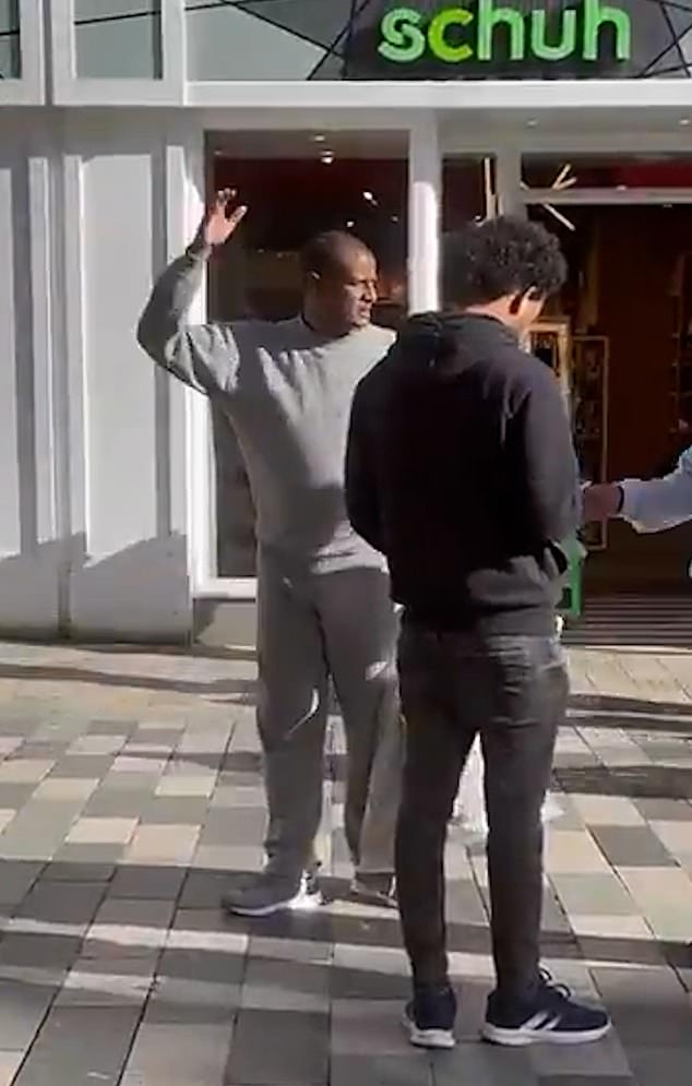 Video footage (above) appeared to capture Kebatu in Chelmsford town centre asking for directions from locals on Friday, while wearing his prison tracksuit