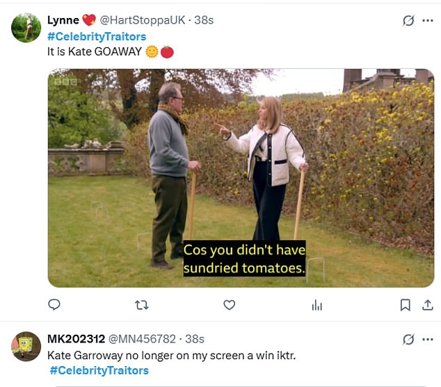 Taking to Twitter fans rejoiced that Kate's game had finally come to an end as they penned: 'Kate is gone at last'; 'The scapegoat is gone!!!!'; 'Finally Kate is gone';