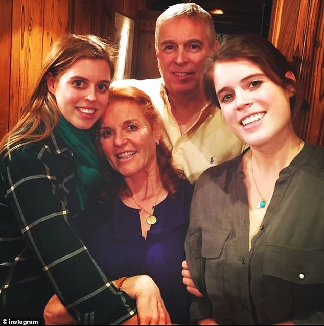 The York family: Beatrice, Sarah, Andrew and Eugenie pictured at a gathering