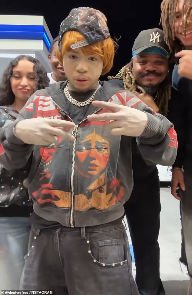 Black TV star under fire after donning whiteface for internet Deshae Frost shared clips of himself to his Instagram on Thursday night after painting his hands and face white while wearing a red hair wig