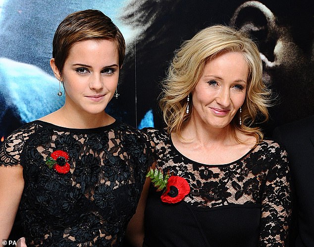 Ms Rowling pictured with Ms Watson at the world premiere of Deathly Hallows in 2011