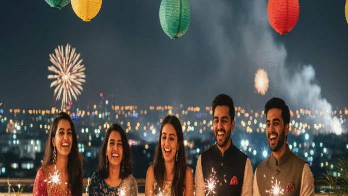From rangoli to laxmi puja: 7 AI prompts to create AI-generated portrait of friends in saree and kurta-pyjama celebrating Diwali.