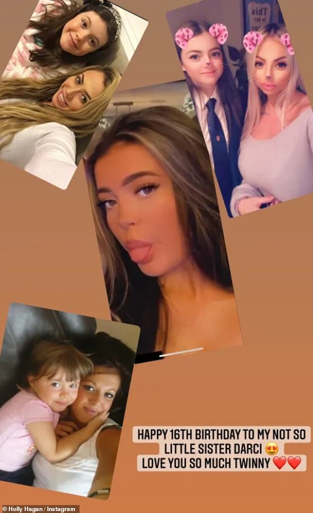 Geordie Shore's Holly Hagan announces the death of her 19-year-old Holly Hagan has announced the death of her 19-year-old sister Darci Rose on Instagram (pictured: Holly wishing her a happy 16th birthday in 2021)