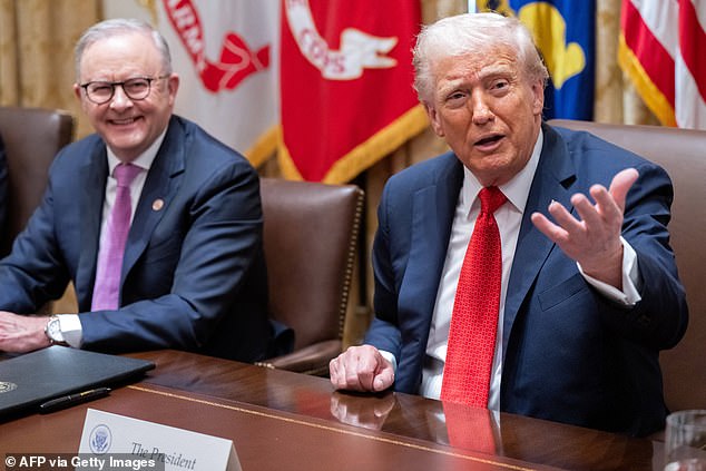 Humiliating moment Donald Trump slaps down Kevin Rudd during White Donald Trump speaks during a meeting with Anthony Albanese in the Cabinet Room at the White House