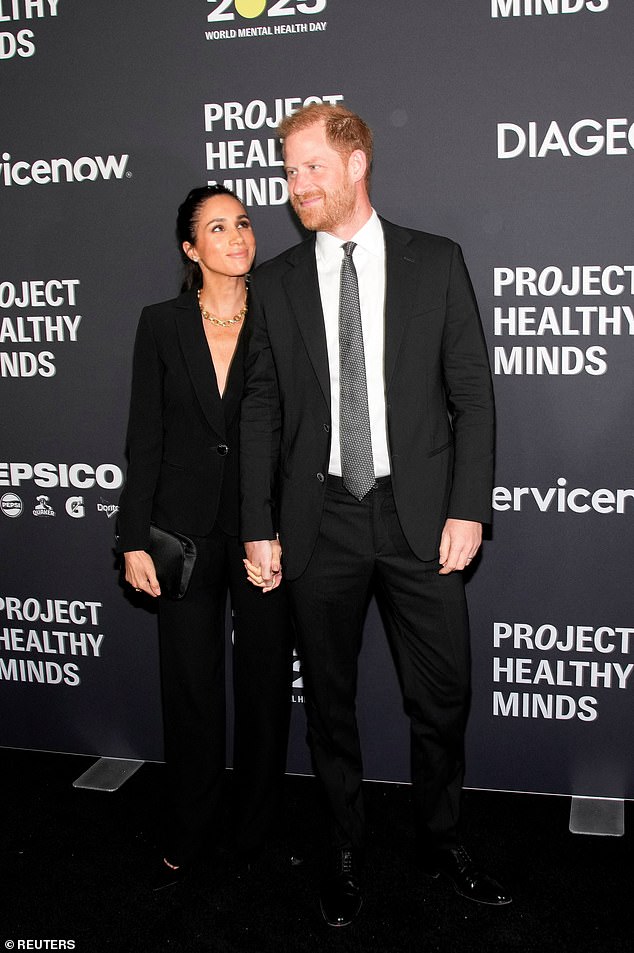 Prince Harry and Meghan before getting their Humanitarians of the Year award