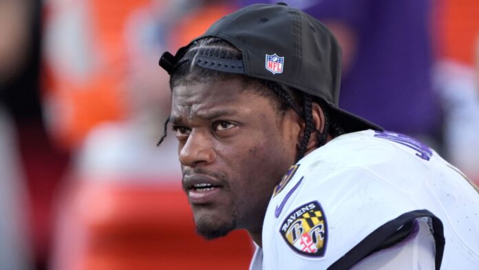 Lamar Jackson injury update: Will Baltimore Ravens QB play in Baltimore Ravens quarterback Lamar Jackson sits on the bench after being replaced by Cooper Rush during the second half of an NFL football game against the Kansas City Chiefs Sunday. (File photo)