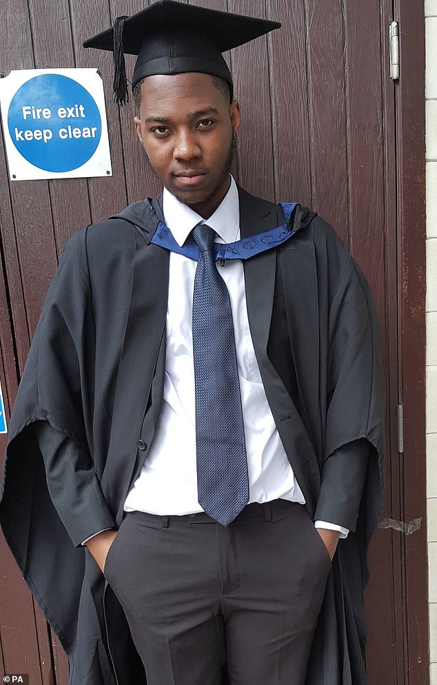 Four gang members, David Ture, Vagnei Colubali, Muhammad Jalloh and Alex Melaku, who stabbed David, pictured, in the street in a 'brutal murder' have been jailed for life