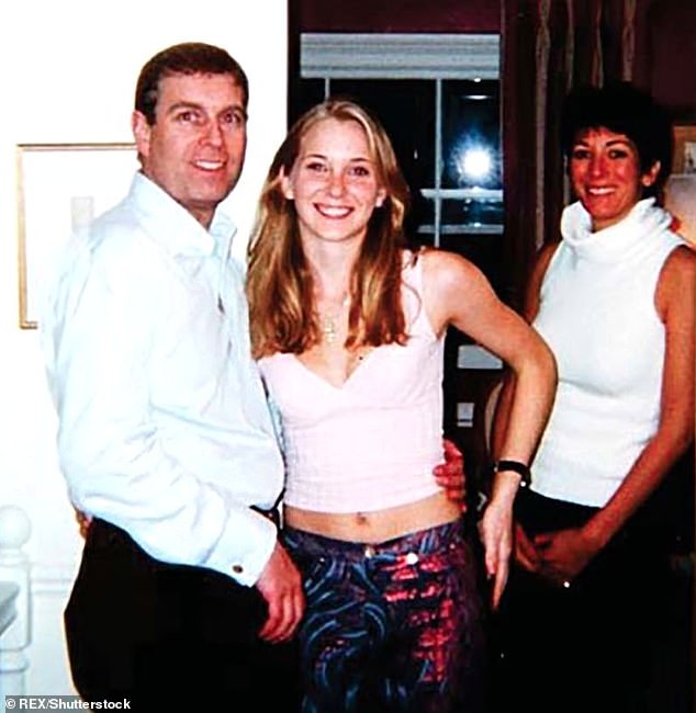 Prince Andrew told Virginia Giuffre 'my daughters are a little Prince Andrew and Virginia Roberts, aged 17, and Ghislaine Maxwell at Maxwell's townhouse in London on March 13, 2001. Virginia claimed that Andrew guessed her age and justified the correct choice by saying: 'My daughters are just a little younger than you'