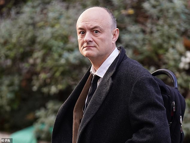 Labour shelved a decision on whether to approve China's new 'super-embassy' in London hours before Boris Johnson's former advisor Dominic Cummings, pictured, claimed intelligence services had told him 'explicitly' Beijing was trying to build a 'spy centre' there