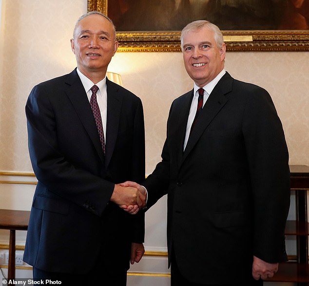 Revealed: How Prince Andrew and the 'spy chief' at the Prince Andrew met Cai Qi, the alleged 'spymaster' at the heart of the collapsed China spy case, at least three times (pictured: the pair in 2018)