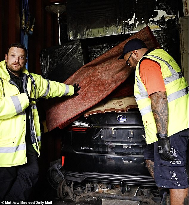 Where your stolen car ends up: A shipping container 'needle' One of the stolen Lexus cars that was due to go to a nation in Africa. It was hidden at the back of this container, which was filled with a range of household goods