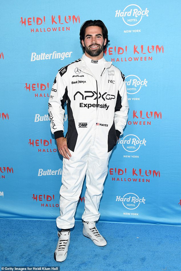 Washington Commanders quarterback Sam Hartman attended the party as a racecar driver, going all-out in a white uniform and matching shoes