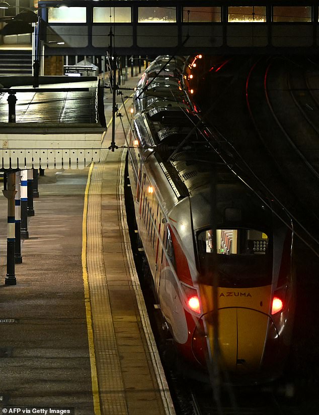 The LNER train sat on the platform at Huntingdon station following the attack on Saturday evening