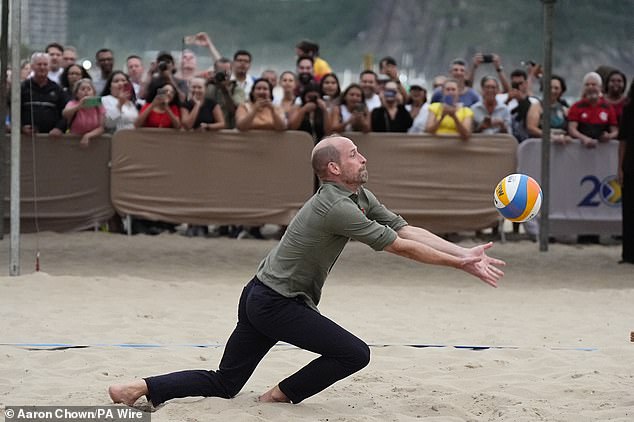 William rotated positions as he showed his prowess at the sport, with scores of wellwishers cheering him on as he got stuck in, and told his teammates that his height helped