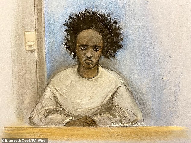 A court sketch of Axel Rudakubana, who was jailed for a minimum of 52 years earlier this year