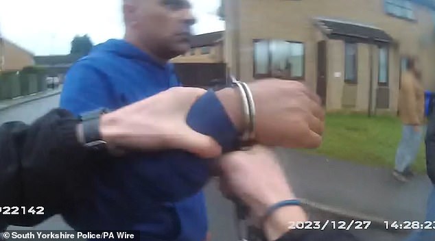 Footage of Jhangur's father Mohammed being arrested by police. The elder Jhangur was found guilty of perverting the course of justice after concealing a knife