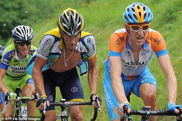 The bill has been paid for by controversial former cyclist Lance Armstrong (centre), who became friends with Wiggins (right) during their careers