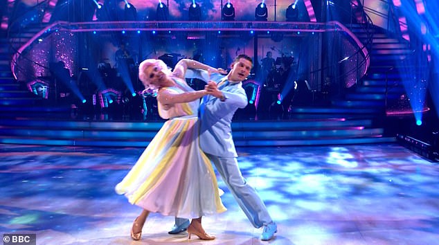 Next up, La Voix took to the floor with her partner Aljaž Škorjanec as they danced the Foxtrot to Make Your Own Kind of Music by Cass Elliot