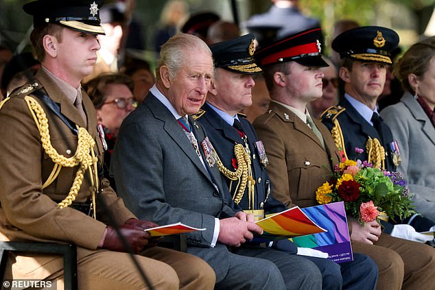 King Charles attends the LGBTQ+ Armed Forces Dedication Ceremony at the Arboretum in Staffordshire