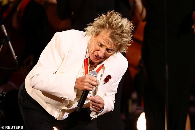 Sir Rod Stewart performs at the Royal British Legion's Festival of Remembrance