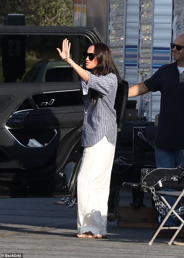 Meghan Markle returns to her acting roots as she films a scene in the upcoming film Close Personal Friends in Pasadena, California
