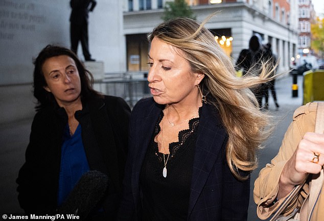 Deborah Turness (pictured centre today), chief executive of BBC News, hit back at Mr Trump as she arrived at Broadcasting House this morning