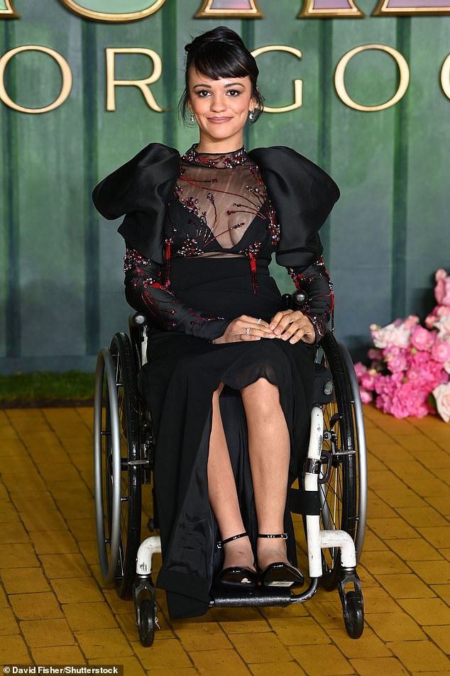 Marissa Bode, who stars as Elphaba's sister Nessrose, offered a glimpse at her own character's darker turn in the upcoming film with her beaded gown