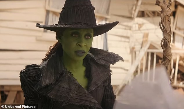 The sequel sees the return of Cynthia as Elphaba, the Wicked Witch of the West, and Ariana Grande as Glinda, the Good Witch of the North