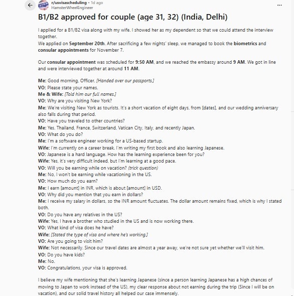 B1/B2 approved for couple(Reddit) B1/B2 approved for couple(Reddit)