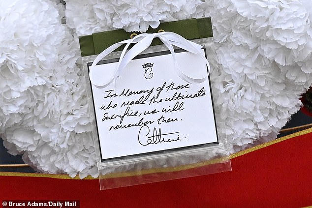 Catherine wrote a touching tribute to the fallen which was attached to the wreath