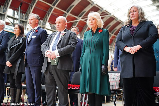Queen Camilla and Transport Secretary Heidi Alexander (right) at London Paddington train station as part of the Great Western Railway 'Poppies to Paddington' event to mark Armistice Day